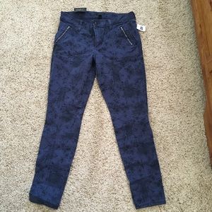 Gap Black Floral Print Blue Legging Pants - Size 6